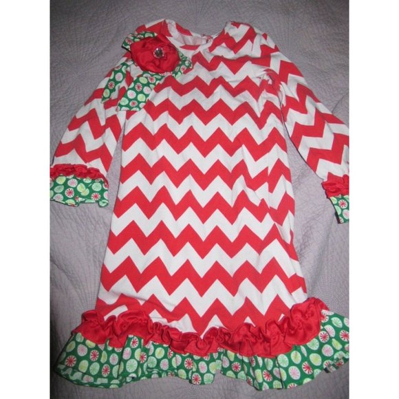 Red chevron christmas dress